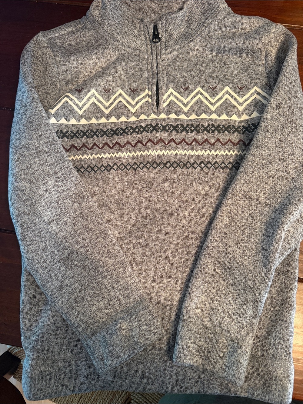 Boy’s Gray Fair Isle Zip Sweater